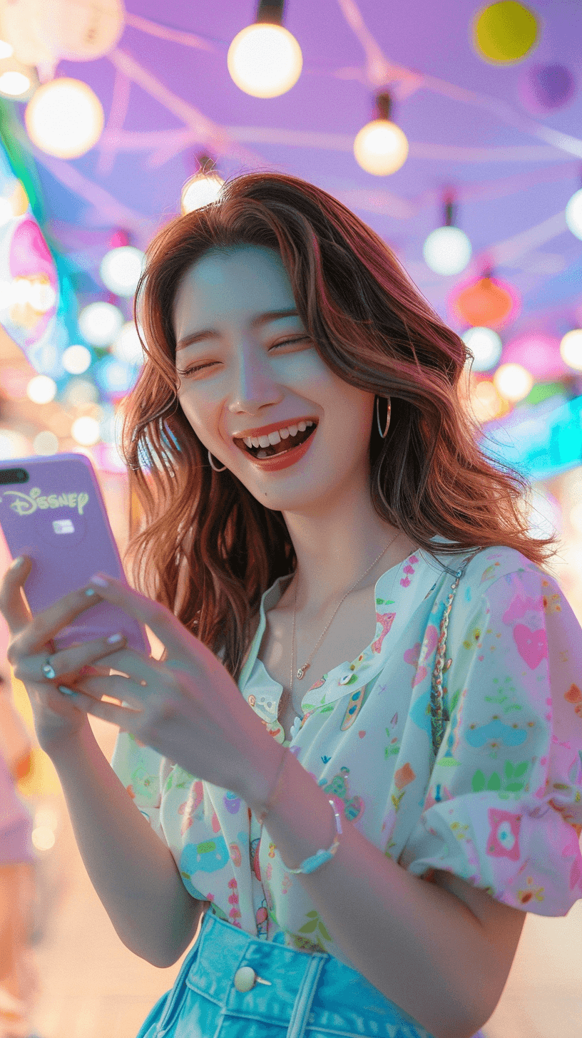 스마트폰을-보며-웃고-있는-여성-이미지