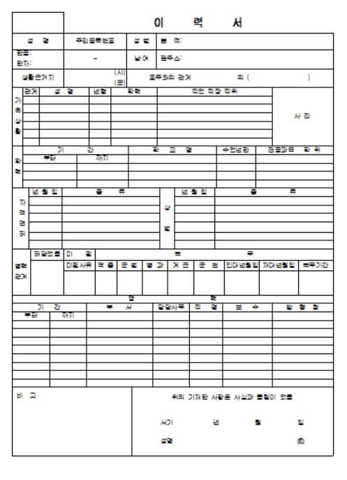 이력서 양식 무료 다운