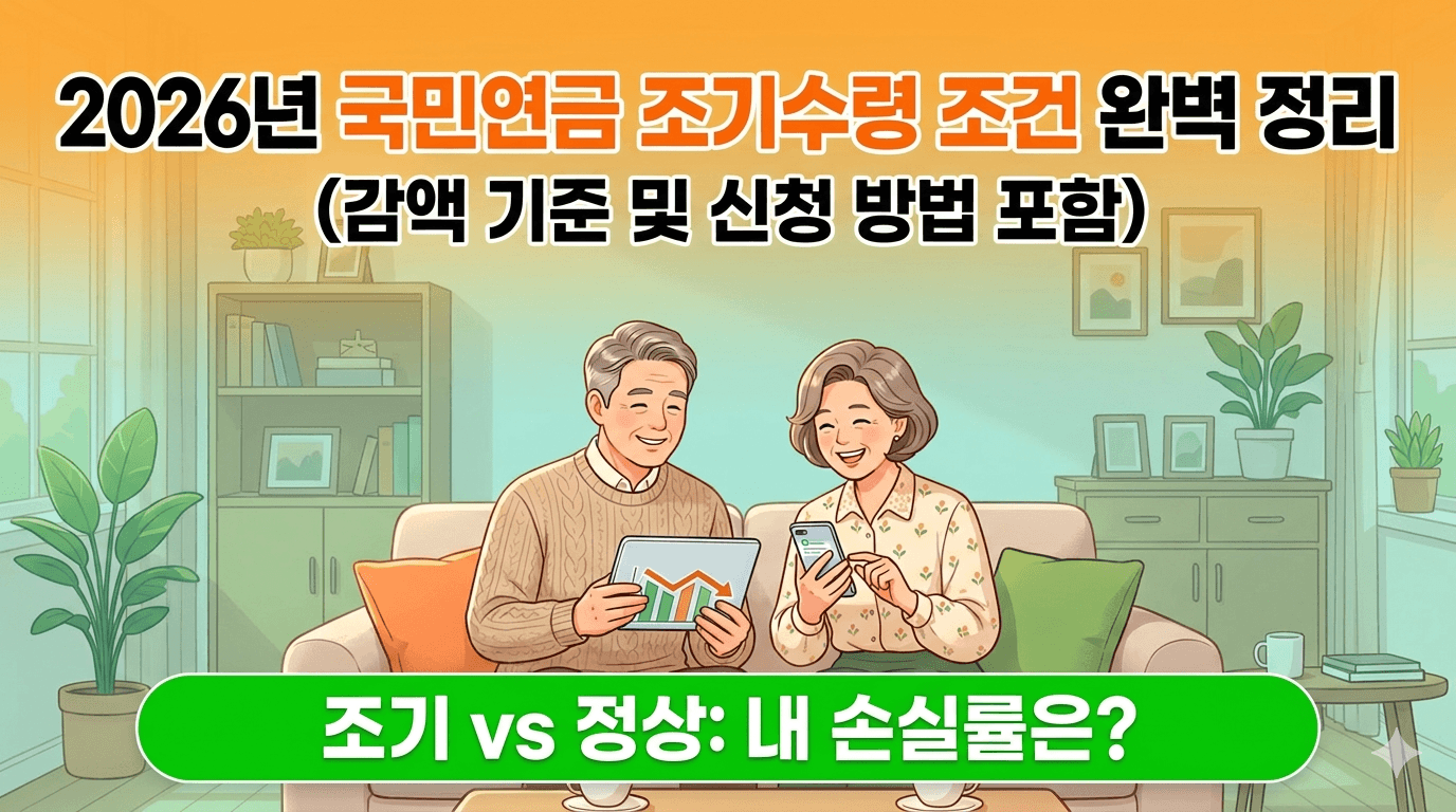 2026년 국민연금 조기수령 조건 완벽 정리(감액 기준 및 신청 방법)