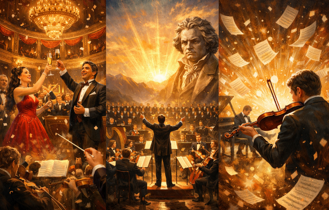 새해 아침 음악 관련 그림