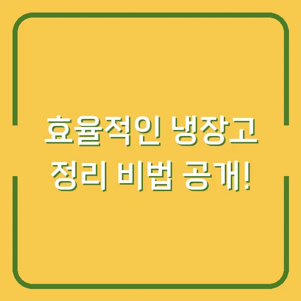 효율적인 냉장고 정리 비법 공개!