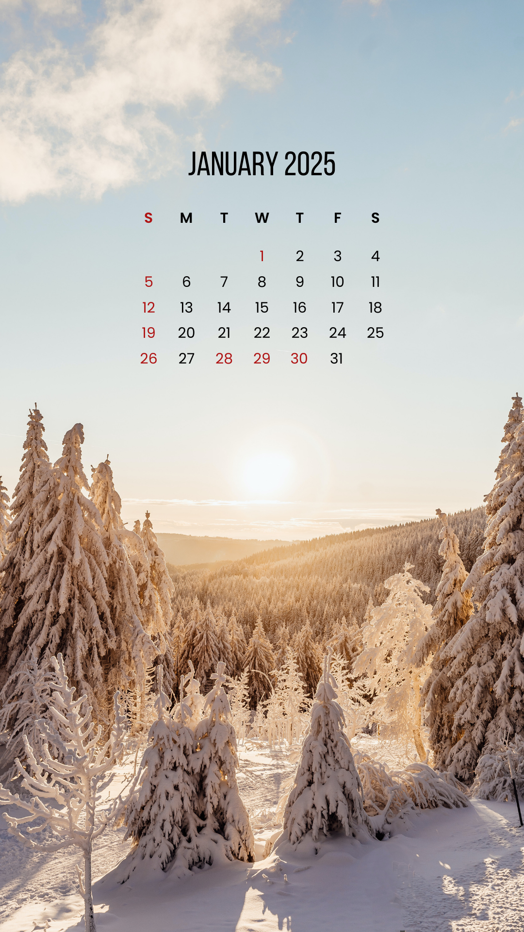 25년 1월 달력 스마트폰 배경화면 사진 이미지 모음