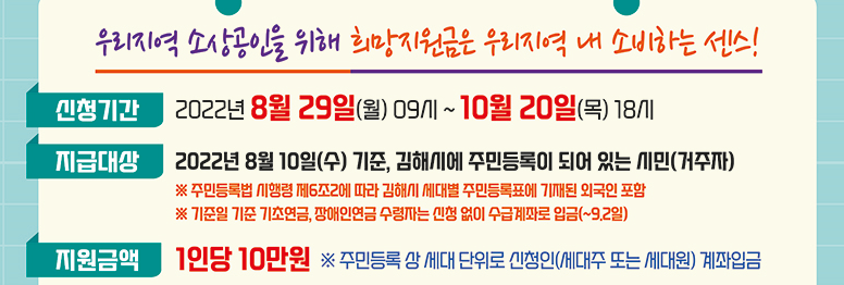 김해시 희망지원금 지원 대상