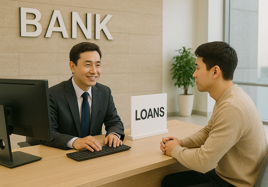 기준금리 인하로 대출이자 부담이 줄어드는 은행 창구 모습