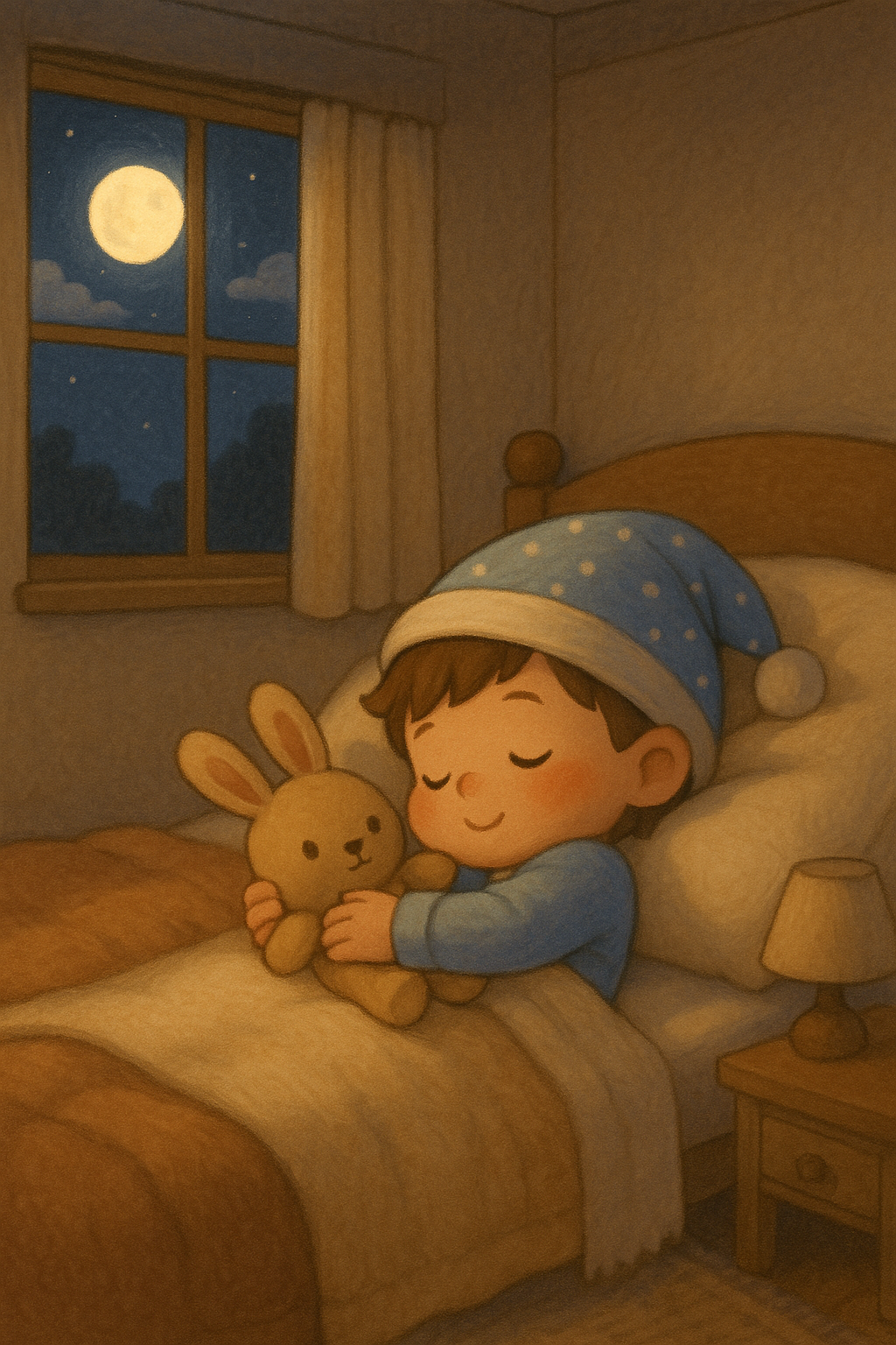 침대에 곤히 자고있는 아가 캐릭터 (AI 생성이미지)