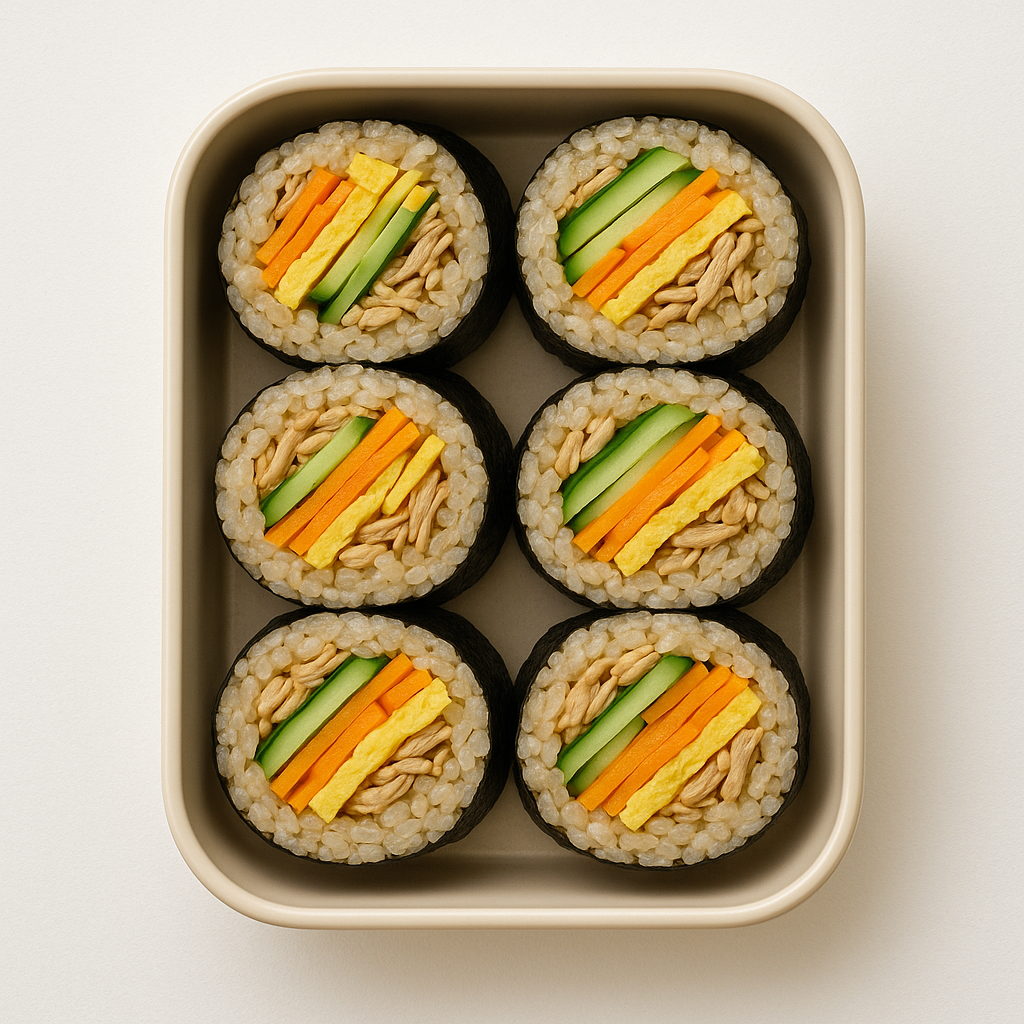 밥은 식혀서 김 위에 얇게 펴줍니다.