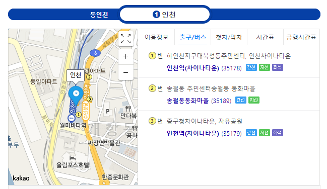 인천 1호선 출구 정보