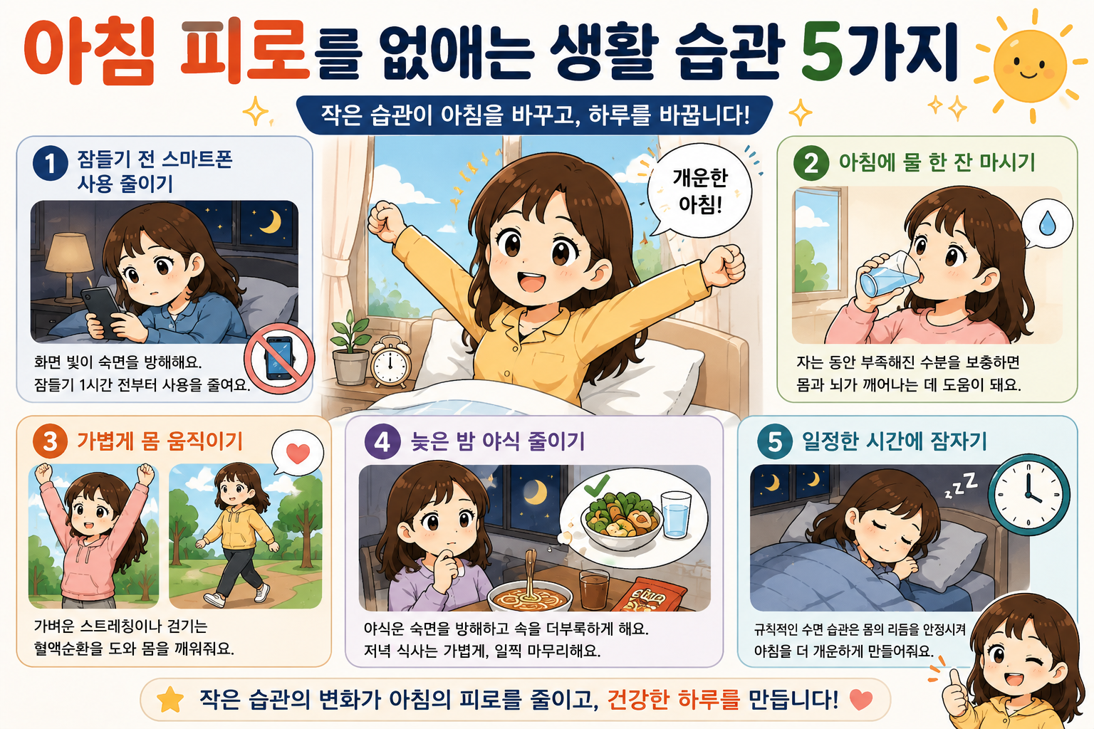 아침 피로를 없애는 생활 습관 5가지