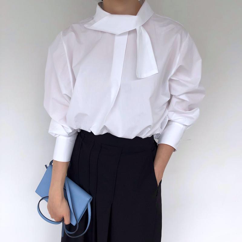 리본타이 블라우스 오피스룩 하객룩 스카프 셔츠