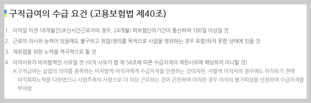 실업급여 수급 요건