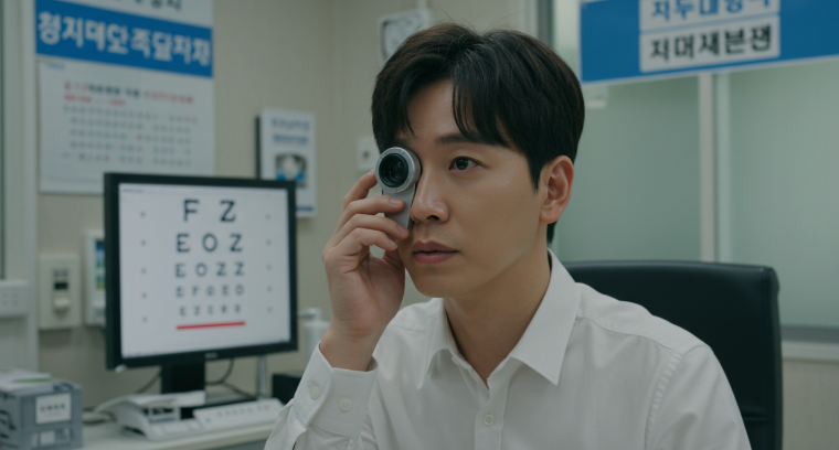 병원 적성검사 시력 검사 장면