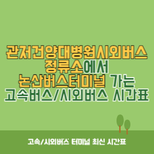 관저건양대병원시외버스정류소에서 논산버스터미널 가는 시외버스 시간표 최신정보