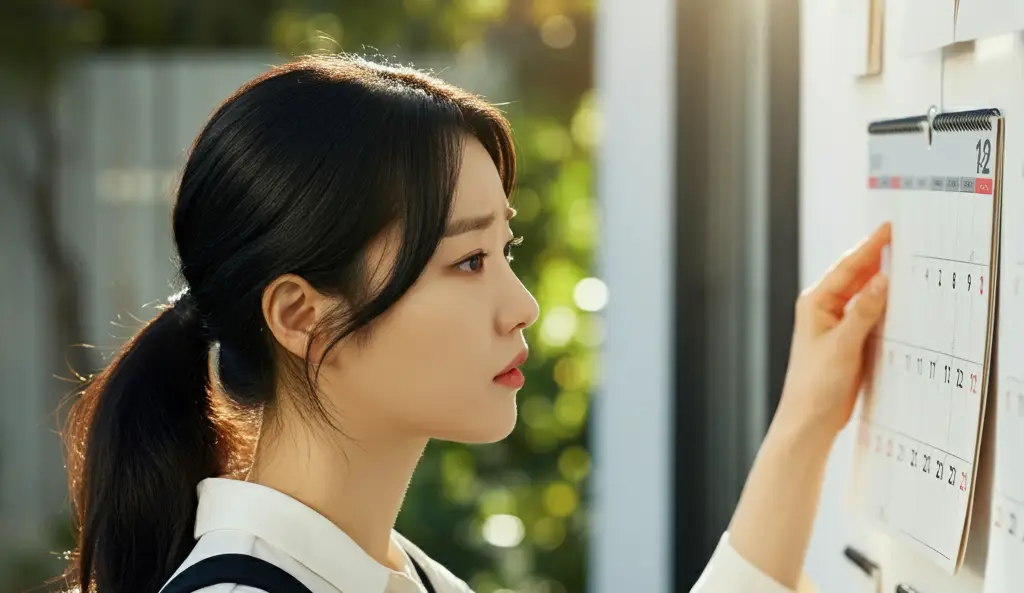 달력을 보는 여성