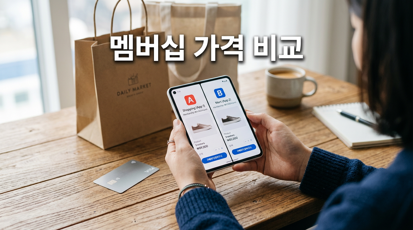 쿠팡 와우멤버십과 네이버플러스 멤버십 가격을 비교하는 모습