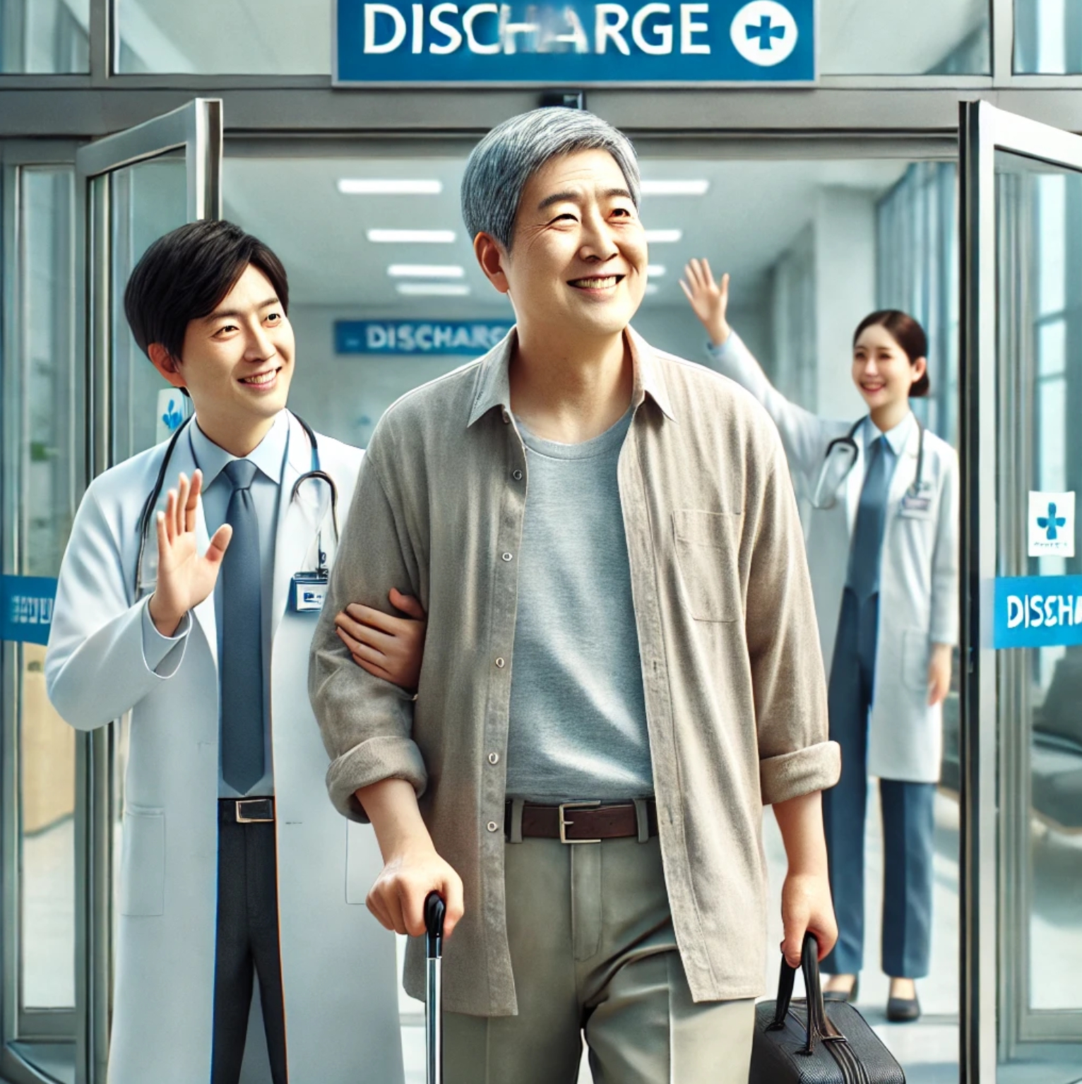 폐암 치료후 퇴원 하는 모습