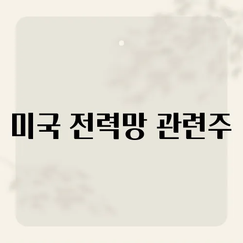 미국 전력망 관련주, ETF로 미리 담을 4선?