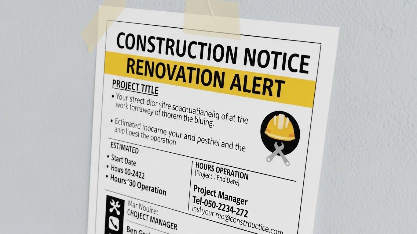 인테리어 공사 안내문 양식