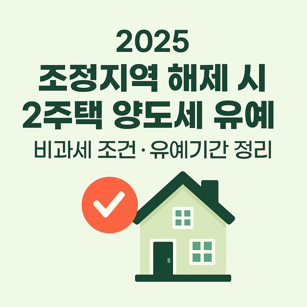 2025 조정지역 해제시 2주택 양도세 유예