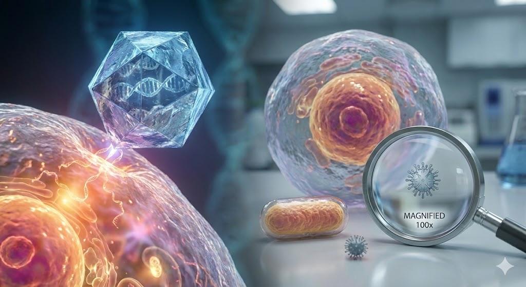 세포, 세균, 바이러스 크기 비교