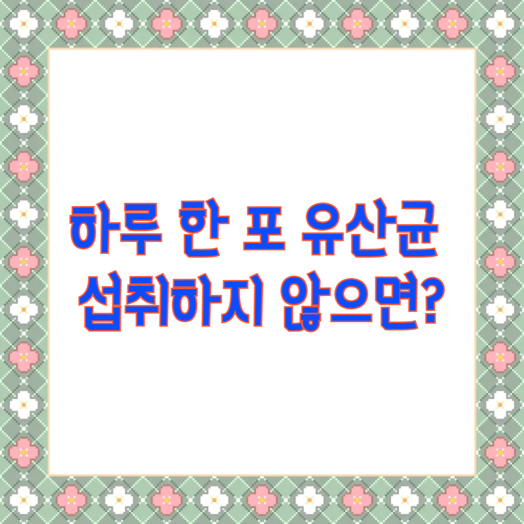 하루 한 포 유산균 섭취하지 않으면?