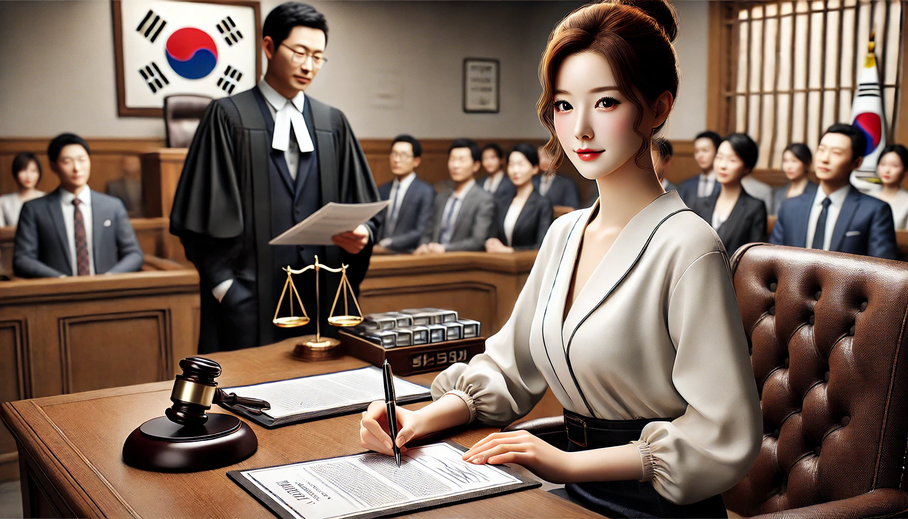 법원에서 경매 낙찰받는 이미지