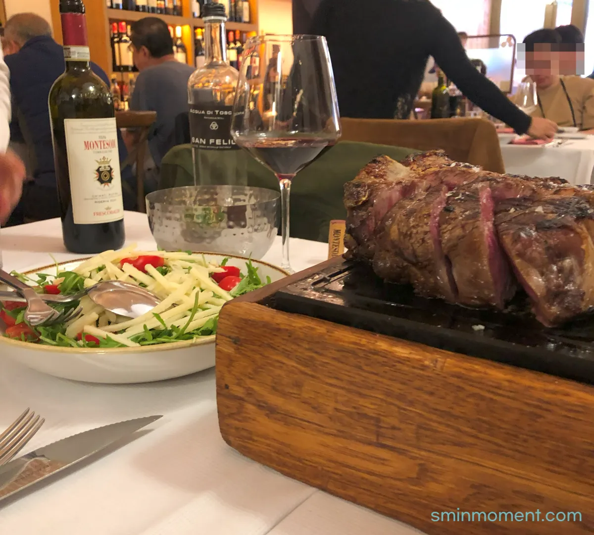 이탈리아-피렌체-저녁-맛집-달오스테-본점-티본스테이크-루꼴라샐러드-함께