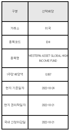 미국주식 선택배당 안내 EHI
