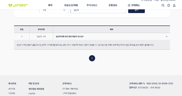 진에어 임산부 배려석