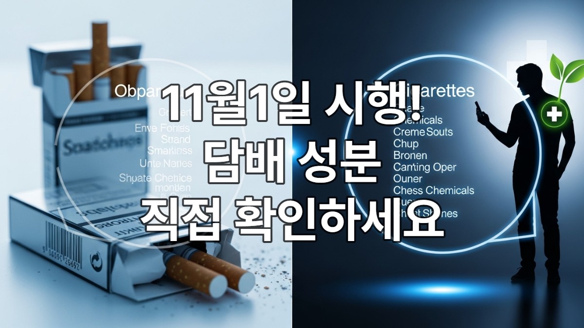 투명하게 공개된 담배 유해성분 정보와 이를 확인하며 건강한 선택을 하는 사람의 모습.