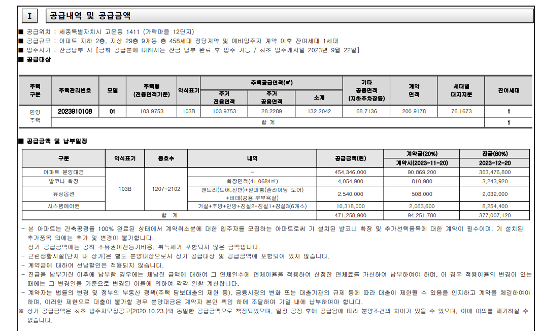 가락마을 12단지 세종한림풀에버 무순위 분양가