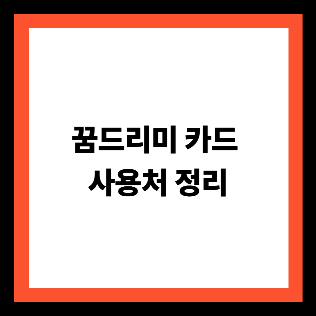 꿈드리미 카드 사용처 정리