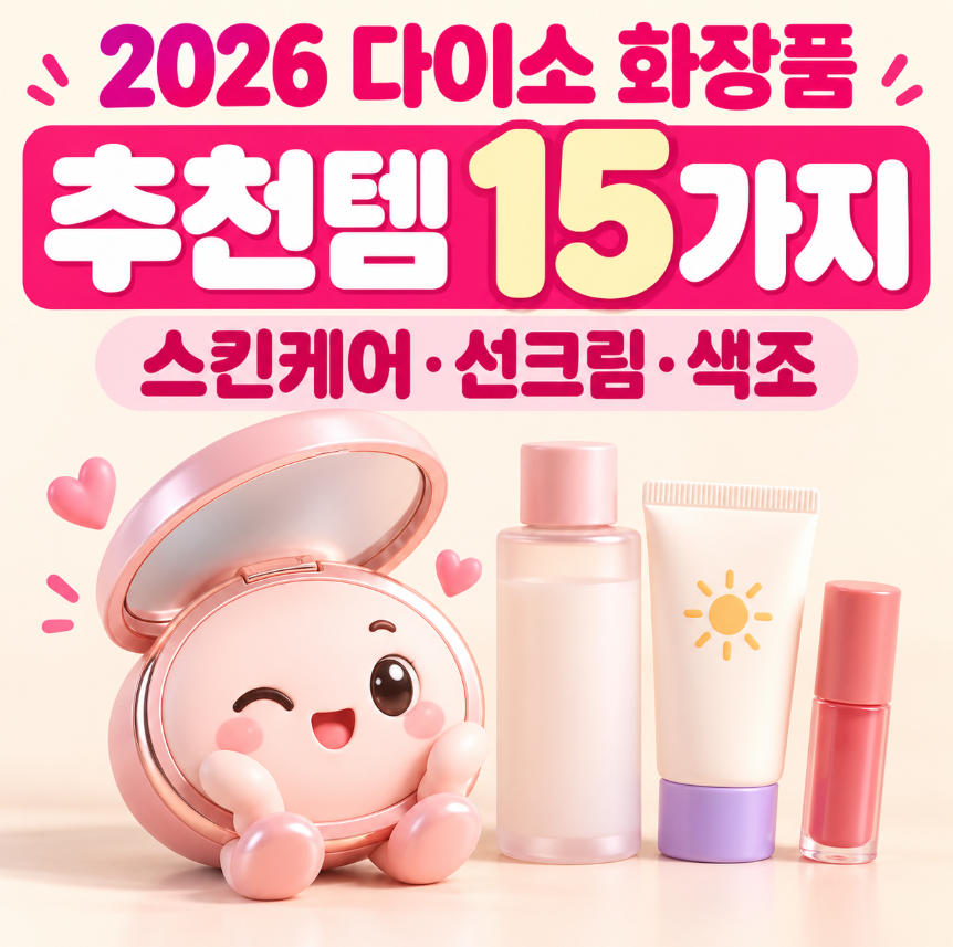 다이소 화장품 추천템 15가지|2026 스킨케어·선크림·색조 가성비 뷰티 총정리
