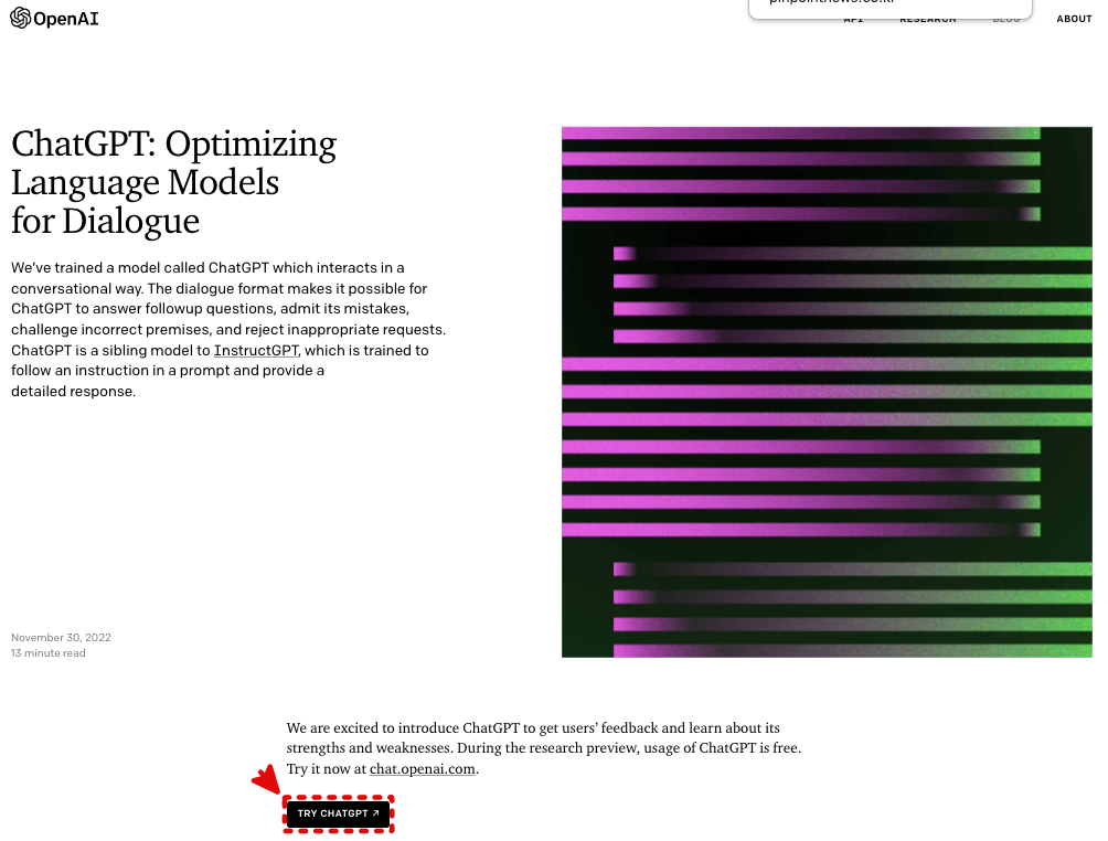 오픈AI 홈페이지 화면