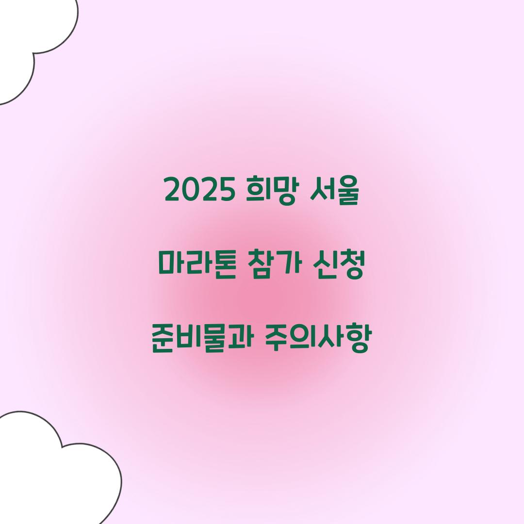 2025 희망 서울 마라톤 참가 신청