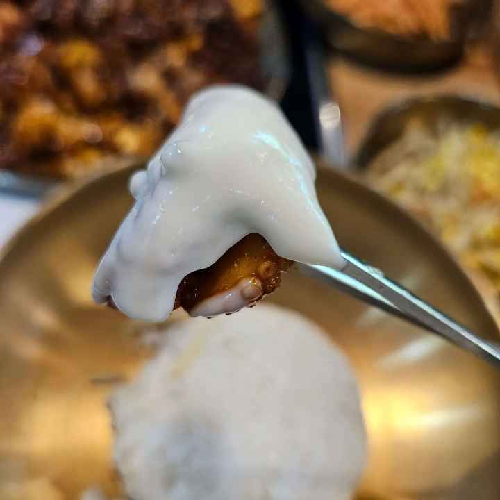 쭈꾸미를-치즈퐁듀에-찍었다-dipping-the-small-octopus-into-the-cheese-fondue