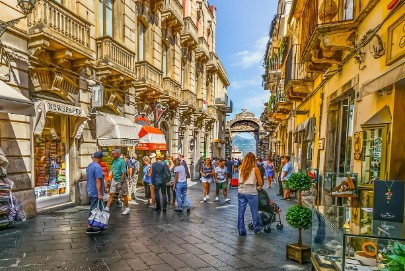 시칠리리아 타오르미나 거리 사진