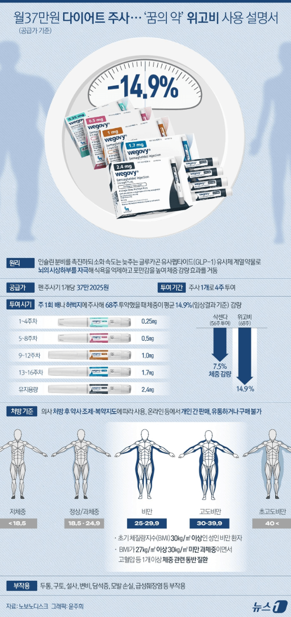 위고비 처방대상과 부작용 비만치료제
