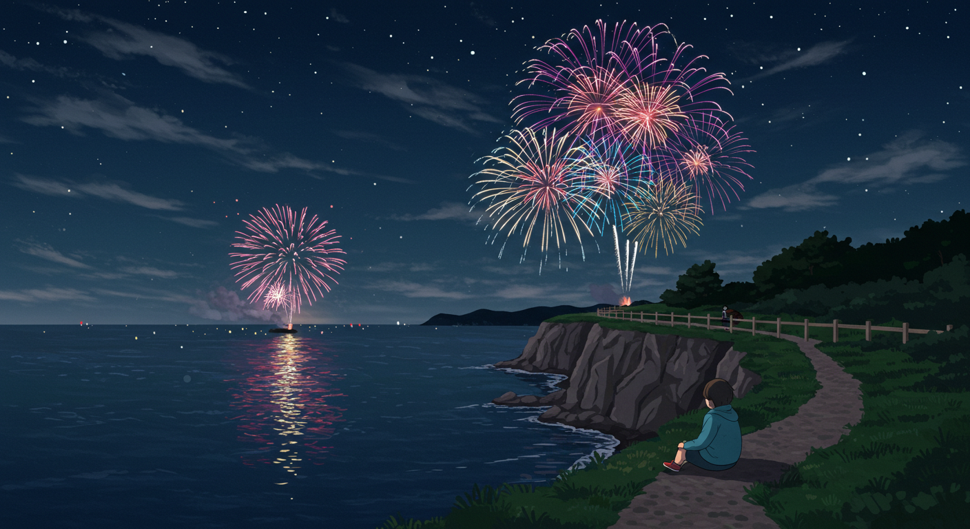 이기대공원에서 조용히 감상하는 감성적인 불꽃 관람