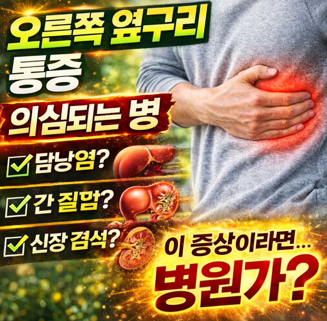 오른쪽 옆구리 통증 의심되는병