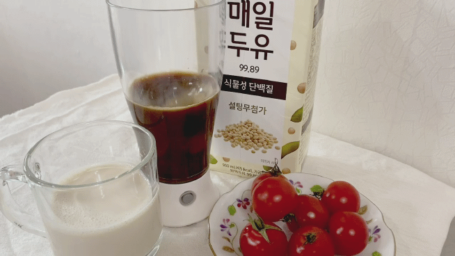 두유 라테 만들기 전동쉐이커
