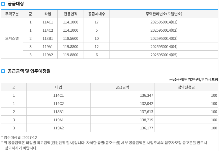 공급대상 및 공급가격