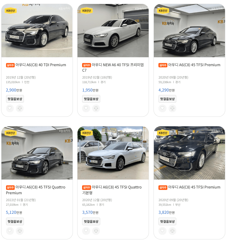 아우디 A6 중고차 가격