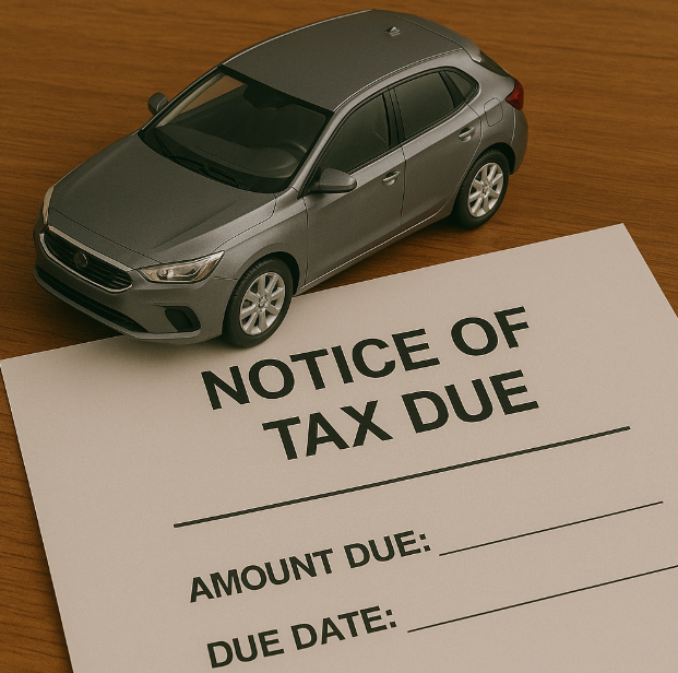 차와 세금고지서 사진