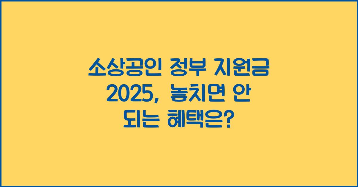 소상공인 정부 지원금 2025