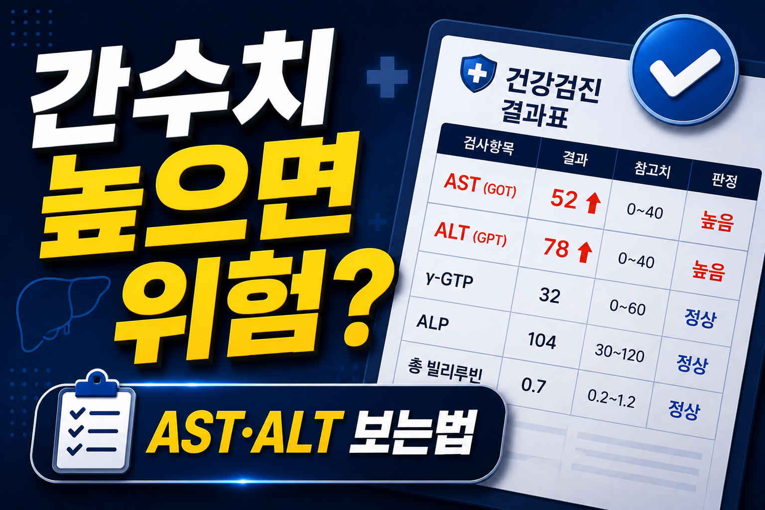 간수치 높으면 위험할까?|AST·ALT 건강검진 수치 보는법 2026