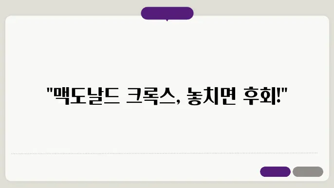 맥도날드 크록스, 한정판 디자인과 구매 꿀팁 정보