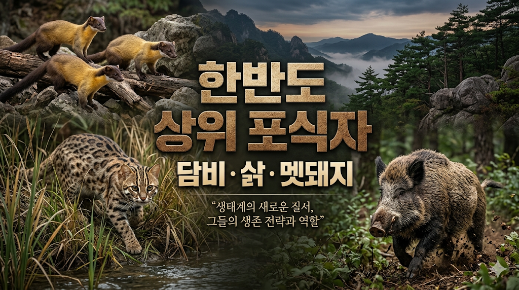 한반도 상위 포식자 담비, 삵쾡이, 멧돼지의 생태와 역할 알아보기