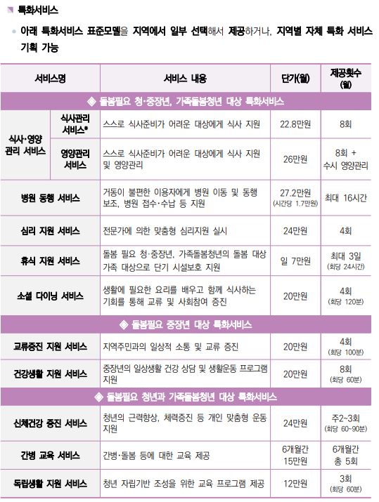 일상돌봄서비스 특화서비스 모델