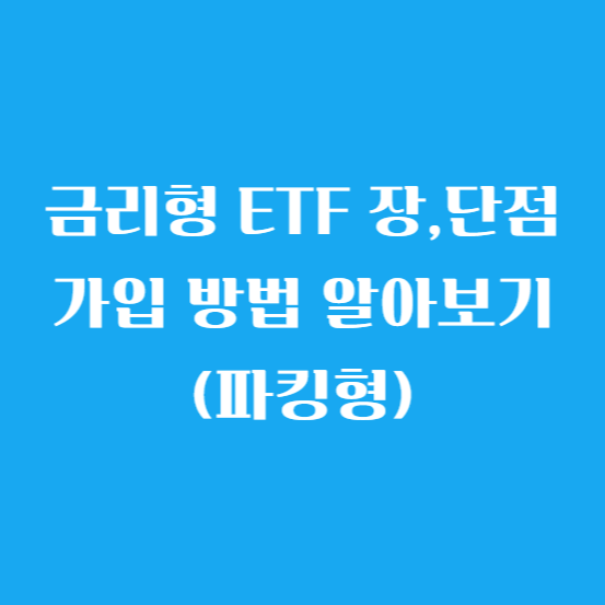 금리형 ETF 장,단점 가입 방법 알아보기 (파킹형)