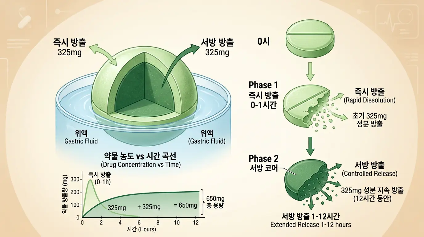 타이레놀 이알서방정 서방형 8시간 방출 원리